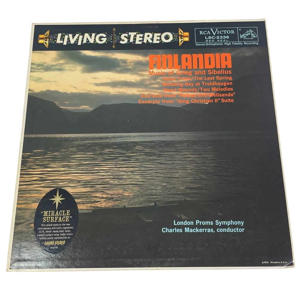 Vintage 1959 Finlandia Music Grieg Sibelius London Proms Symphony Vinyl Record